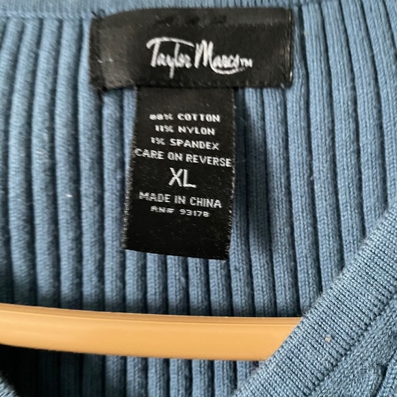 Blue Ribbed Long Sleeve Sweater - Picture 4 of 4